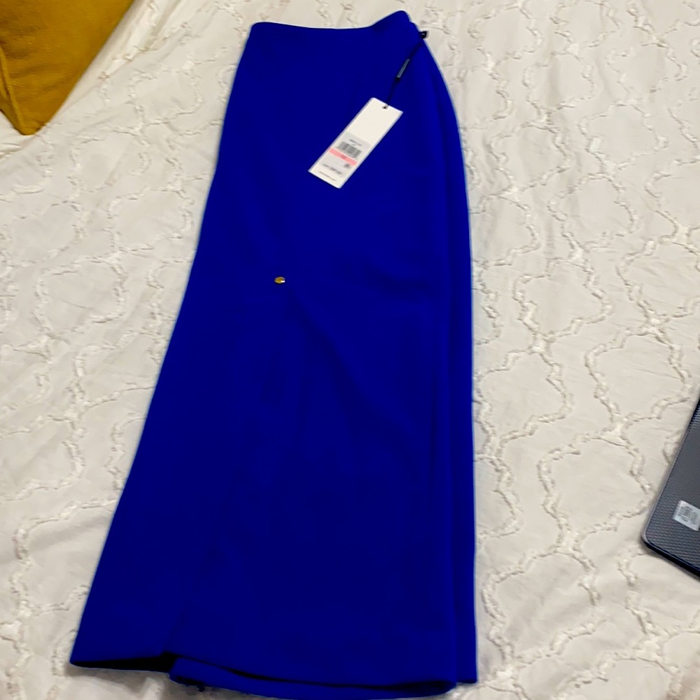 NWT Calvin Klein Royal Blue Skirt open front pleat